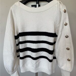 White House Black Market Black and White Striped Sweater